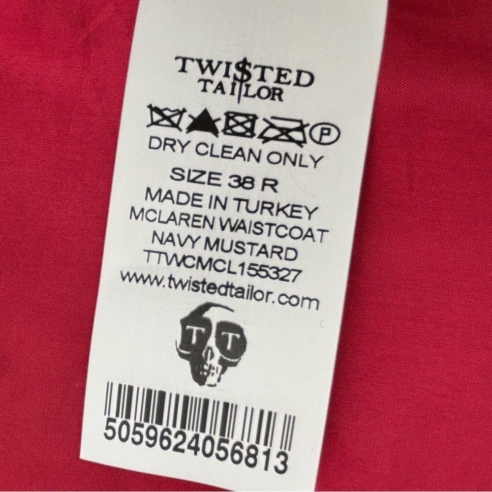 Twisted Tailor Vest Mens 38r Mclaren Waistcoat Navy Mustard Wool Blend View 4